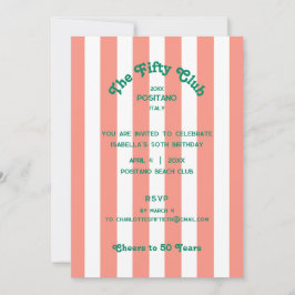 Invitación Fiesta de cumpleaños número 50 de la franja rosada