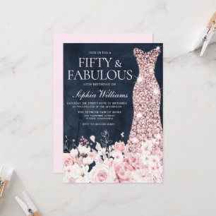 Invitación Fiesta de cumpleaños número 50 de la Marina Floral