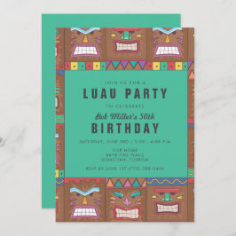 Invitación Fiesta de cumpleaños número 50 de la máscara Tiki
