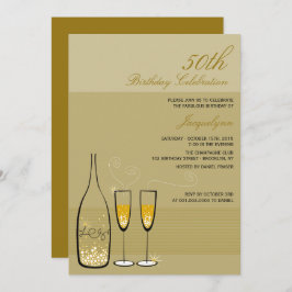 Invitación Fiesta de cumpleaños número 50 de la Moda Gold Cha