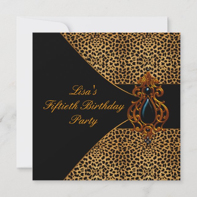 Invitación Fiesta de cumpleaños número 50 de la Mujer Leopard (Anverso)