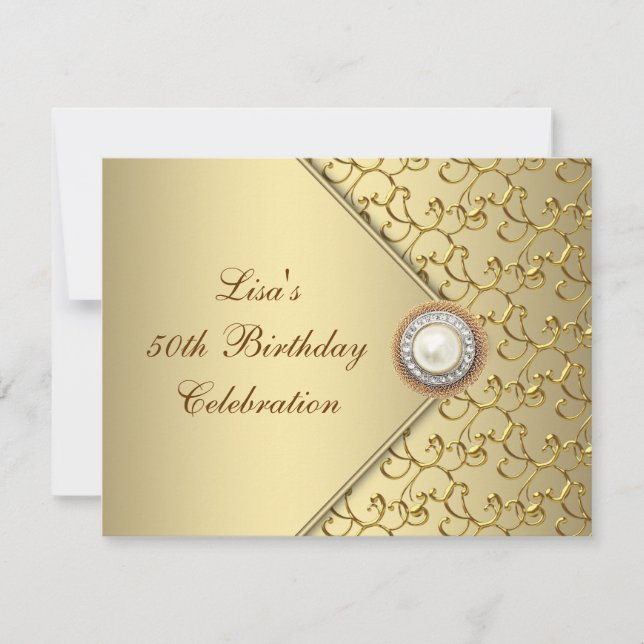 Invitación Fiesta de cumpleaños número 50 de la mujer Perla D (Anverso)