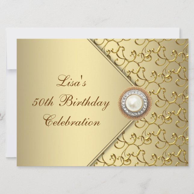 Invitación Fiesta de cumpleaños número 50 de la mujer Perla D (Anverso)