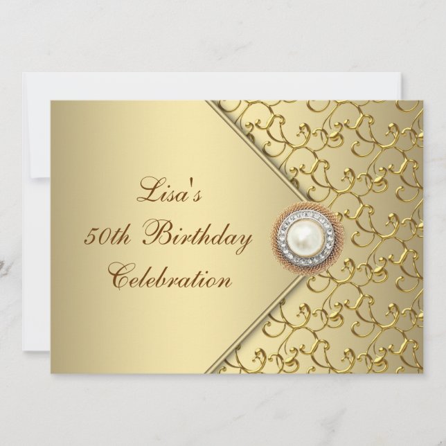 Invitación Fiesta de cumpleaños número 50 de la mujer Perla D (Anverso)