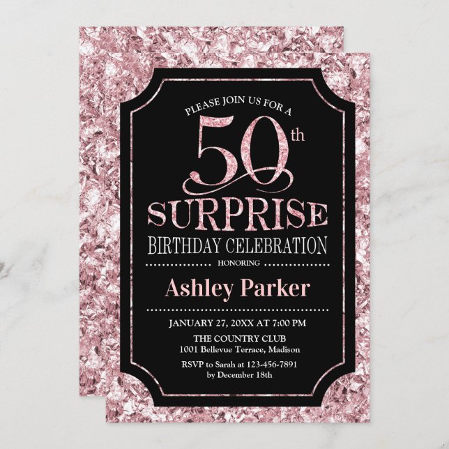 Invitaciones de fiesta de cumpleaños número 50, tarjetas sorpresa de  cumpleaños de 50 años de edad para mujeres, invitaciones de fiesta de  cumpleaños
