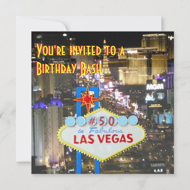 Invitación Fiesta de cumpleaños número 50 de Las Vegas (Anverso)