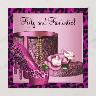 Invitación Fiesta de Cumpleaños número 50 de Leopardo Rosa Br