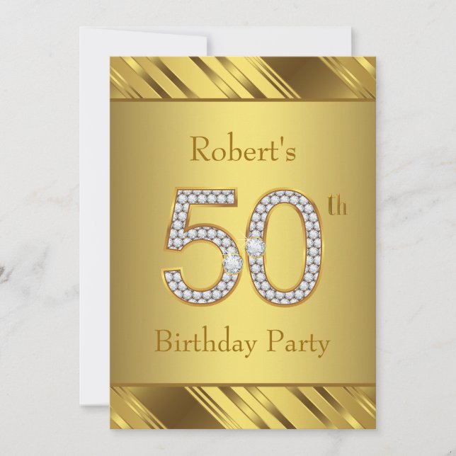 Invitación Fiesta de cumpleaños número 50 de Mans Pure Gold (Anverso)