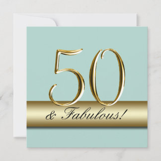 Invitación Fiesta de cumpleaños número 50 de Mint Green Gold