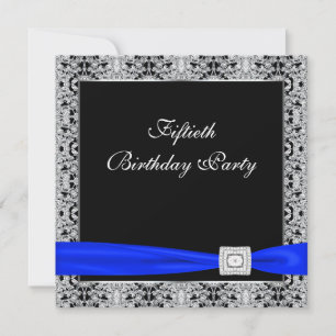 Invitación Fiesta de cumpleaños número 50 de mujer azul real