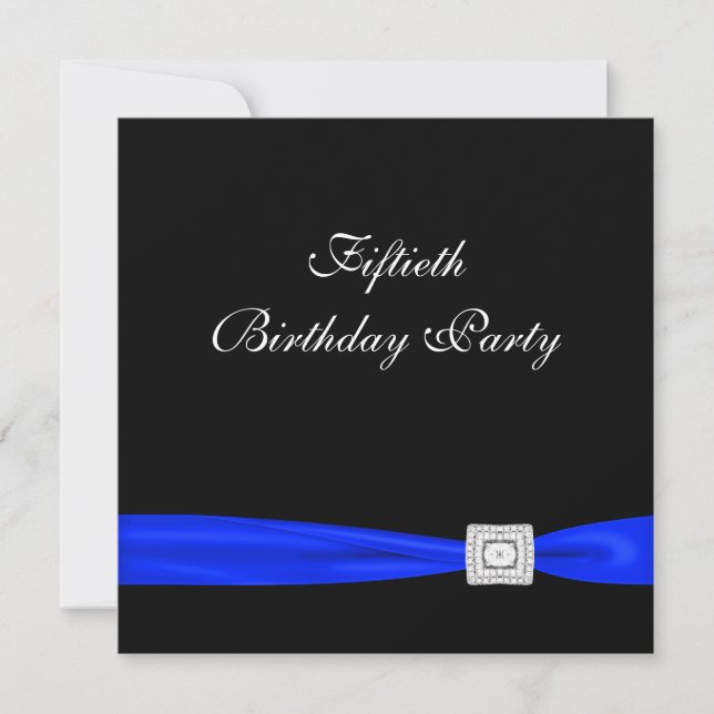 Invitación Fiesta de cumpleaños número 50 de mujer azul real  (Anverso)