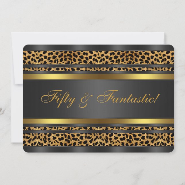 Invitación Fiesta de cumpleaños número 50 de mujer con estamp (Anverso)