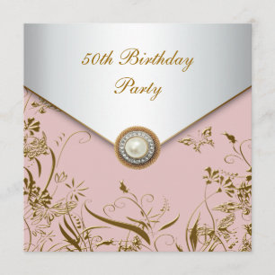 Invitación Fiesta de cumpleaños número 50 de mujer mariposa d