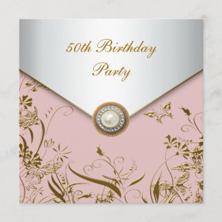 Invitación Fiesta de cumpleaños número 50 de mujer mariposa d