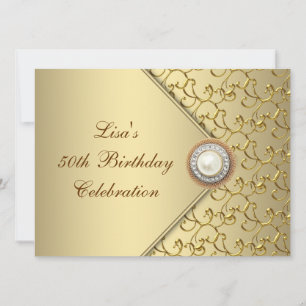 Invitación Fiesta de cumpleaños número 50 de mujer Perla Dora