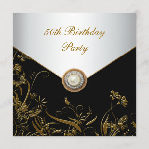 Invitación Fiesta de cumpleaños número 50 de mujer perla dora