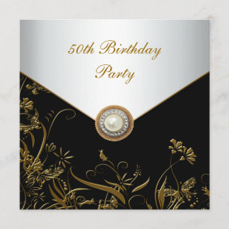 Invitación Fiesta de cumpleaños número 50 de mujer perla dora