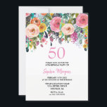 Invitación Fiesta de cumpleaños número 50 de mujeres invita a<br><div class="desc">Las mujeres 50ª fiesta de cumpleaños invitan a flores rosadas Ver colección de coincidencias en la tienda Diseño Cortesía de www.createthecut.com</div>