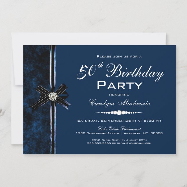 Invitación Fiesta de cumpleaños número 50 de Navy Blue (Anverso)