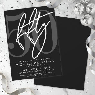 Invitación Fiesta de cumpleaños número 50 de negro
