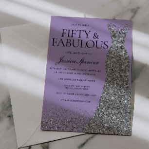 Invitación Fiesta de cumpleaños número 50 de Pale Purple Eleg