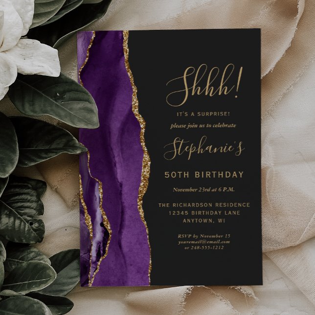Invitación Fiesta de cumpleaños número 50 de Purple Agate Gol (Subido por el creador)