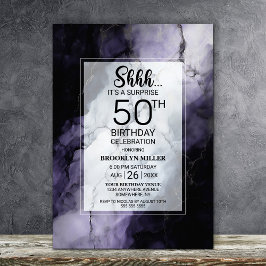 Invitación Fiesta de cumpleaños número 50 de Purple Marble Su