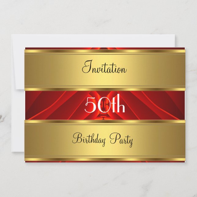 Invitación Fiesta de cumpleaños número 50 de Red Gold (Anverso)
