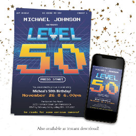 Invitación Fiesta de cumpleaños número 50 de Retro 80