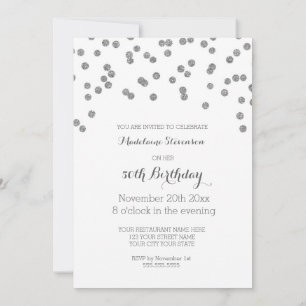 Invitación Fiesta de cumpleaños número 50 de Silver Confetti