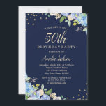 Invitación Fiesta de cumpleaños número 50 de Sparkle Floral B<br><div class="desc">Más invitaciones florales de cumpleaños en la Pequeña Tienda Bayleigh!</div>