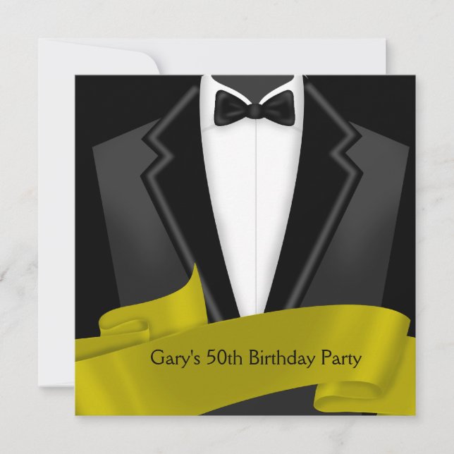 Invitación Fiesta de cumpleaños número 50 de Tuxedo Mans Blac (Anverso)
