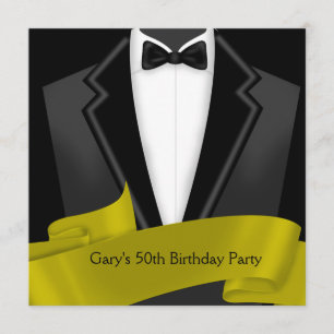 Invitación Fiesta de cumpleaños número 50 de Tuxedo Mans Blac