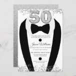 Invitación Fiesta de cumpleaños número 50 de Tuxedo Suit Silv<br><div class="desc">Tuxedo Suit Silver Mens 50th Birthday Party Invitación Variaciones a la invitación y artículos coincidentes en nuestra tienda</div>