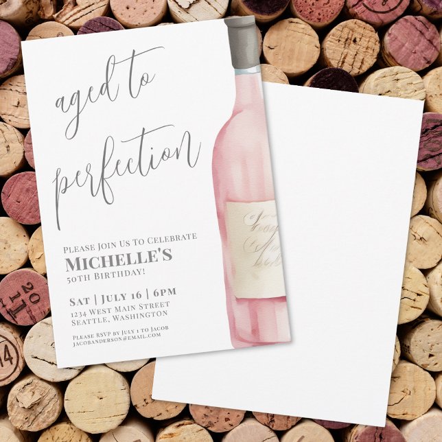 Invitación Fiesta de Cumpleaños número 50 de Wine Simple (Wine Simple 50th Birthday Party Invitation)
