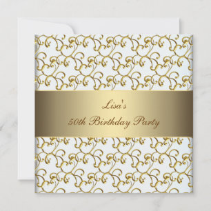 Invitación Fiesta de cumpleaños número 50 de Womans Gold Swir