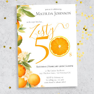 Invitación Fiesta de cumpleaños número 50 de Zesty Naranja Fu