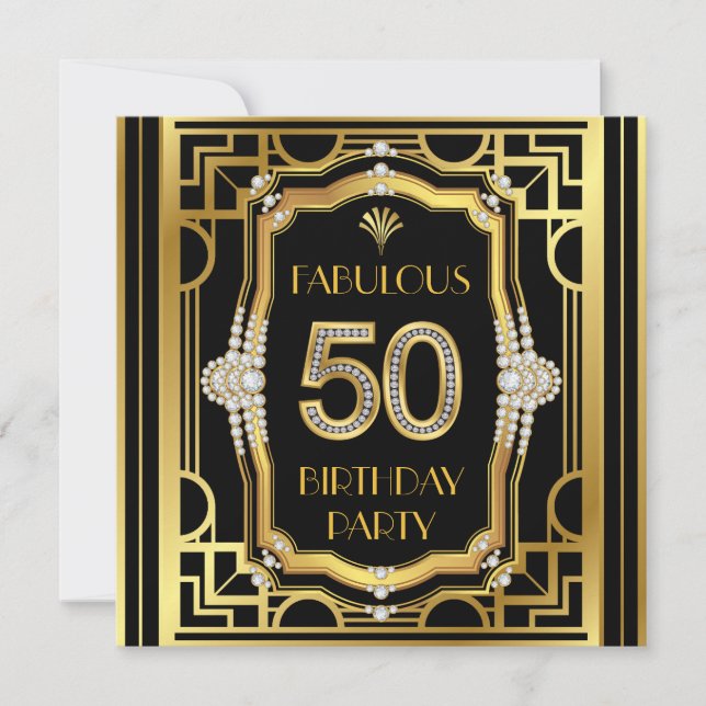 Invitación Fiesta de cumpleaños número 50 del Art Deco (Anverso)