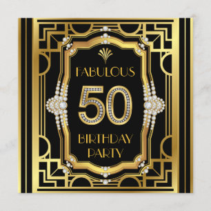 Invitación Fiesta de cumpleaños número 50 del Art Deco