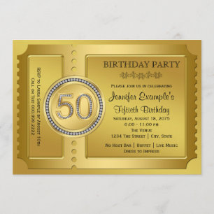 Invitación Fiesta de cumpleaños número 50 del Pure Gold Ticke