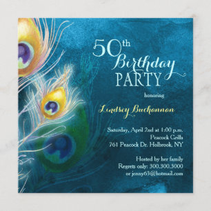 Invitación Fiesta de cumpleaños número 50 del Rustic Peacock