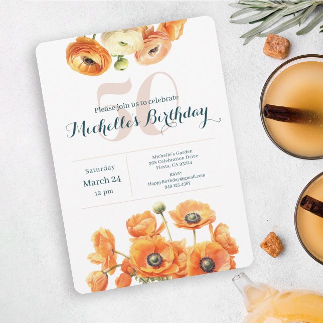 Invitación Fiesta de cumpleaños número 50 del Rústico Naranja (Subido por el creador)