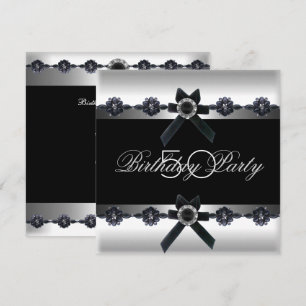 Invitación Fiesta de cumpleaños número 50 Diamante Blanco Pla