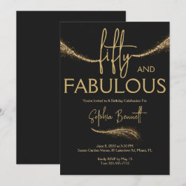 Invitación Fiesta de cumpleaños número 50 dorada y fabulosa g