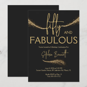 Invitación Fiesta de cumpleaños número 50 dorada y fabulosa g