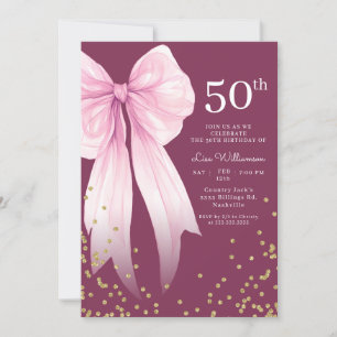 Invitación Fiesta de cumpleaños número 50 elegante con lazo r