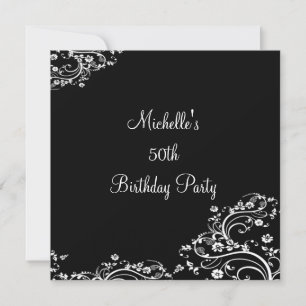 Invitación Fiesta de cumpleaños número 50 elegante floral en