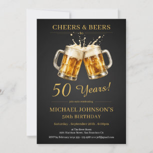 Invitación Fiesta de cumpleaños número 50 Elegantes Cheers y
