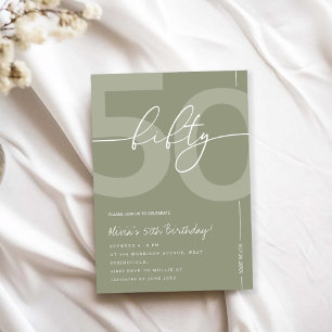 Invitación Fiesta de cumpleaños número 50 en elegante verde s