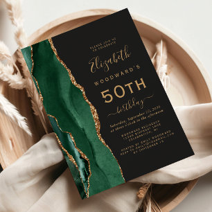 Invitación Fiesta de cumpleaños número 50 esmeralda verde oro